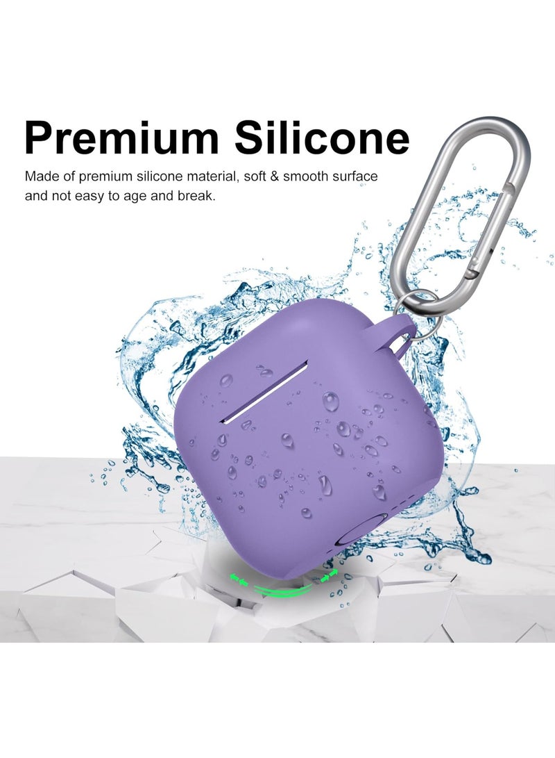 QIRG Silicone Protective Case Cover for AirPods 4/Airpods 4 ANC with Keychain (Louran Purple) - Image 3